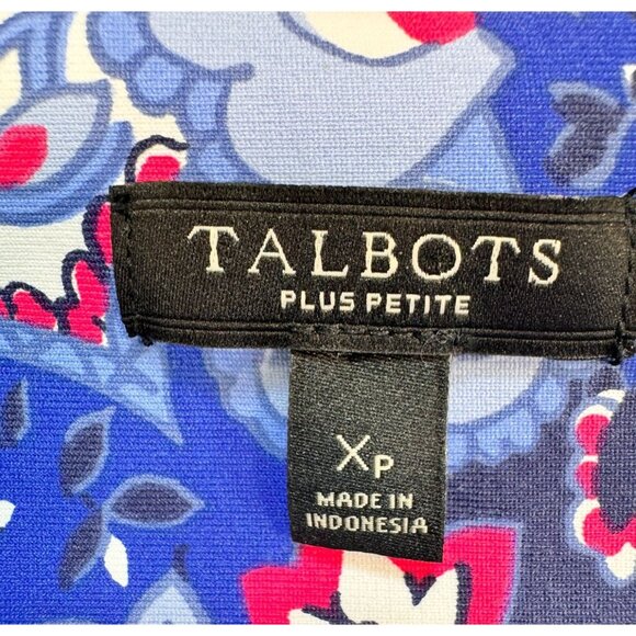 Talbots Womens Paisley Print Dress Petite Xp  Blue Pink Tie Waist Stretch - Picture 4 of 10